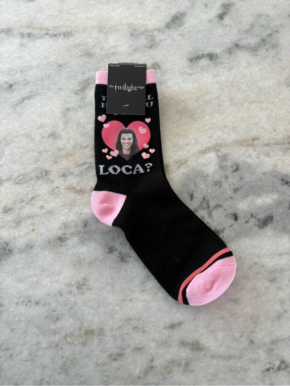 Hot Topic Black and Pink 'Twilight' Hearts Loca? Socks